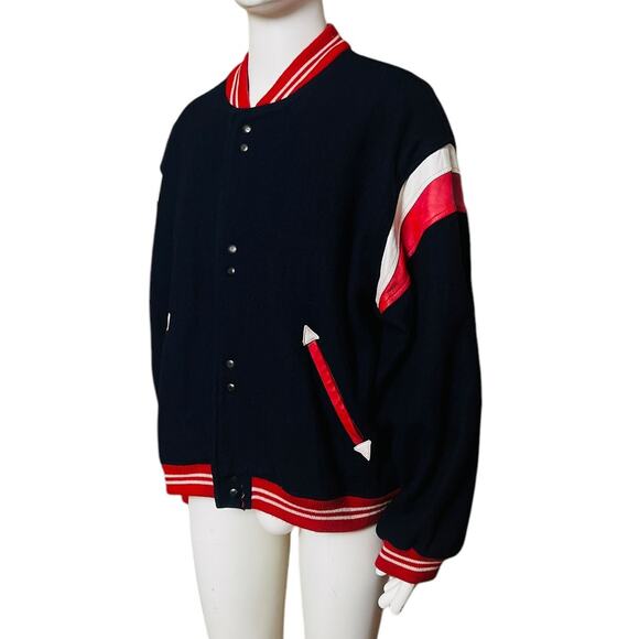 Mac Douglas Vintage Bomber Wool and Leather Jacket Size XXL Snaps Closure - Picture 5 of 11